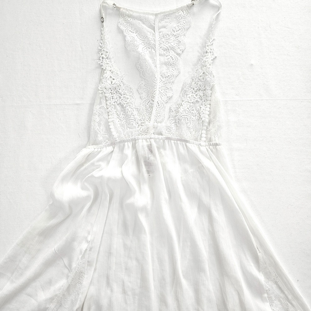 In Bloom by Jonquil White Lace Chiffon Babydoll Chemise HNAC110 Large